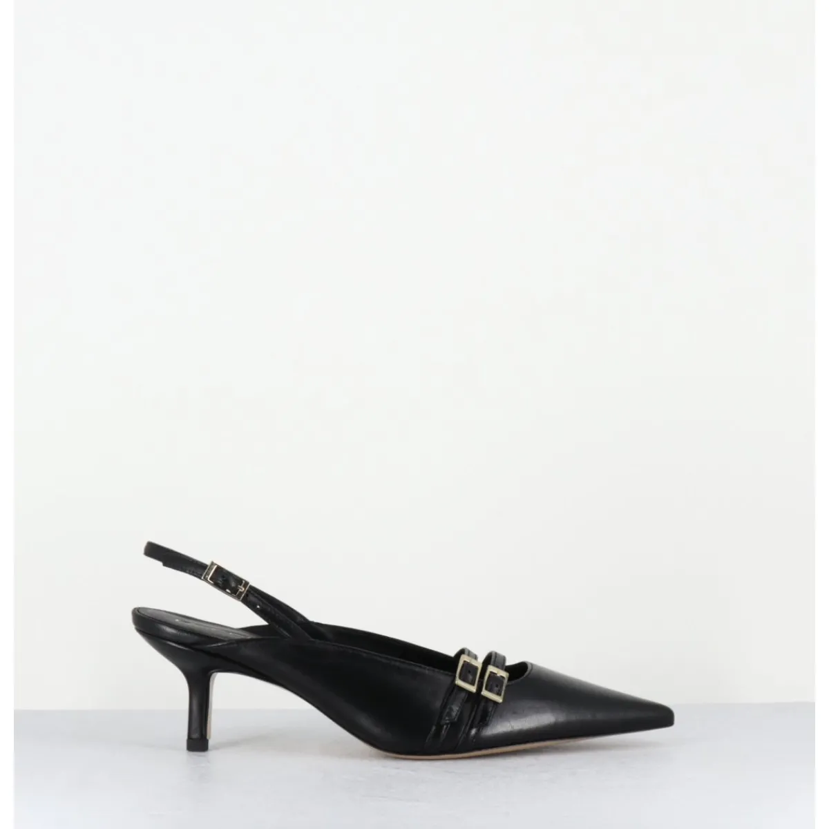 Outlet GARRICE LAB Escarpins bout pointu buckle slingback en cuir - DIRNA NAPPA NERO NOIR