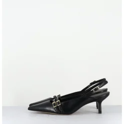 Outlet GARRICE LAB Escarpins bout pointu buckle slingback en cuir - DIRNA NAPPA NERO NOIR