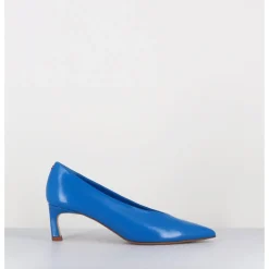 Clearance HALMANERA Escarpins bout pointu en cuir petit talon - VALE10 GLAZE ATOLLO BLEU
