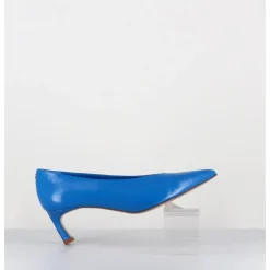 Clearance HALMANERA Escarpins bout pointu en cuir petit talon - VALE10 GLAZE ATOLLO BLEU