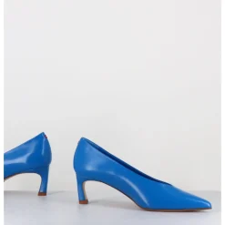 Clearance HALMANERA Escarpins bout pointu en cuir petit talon - VALE10 GLAZE ATOLLO BLEU