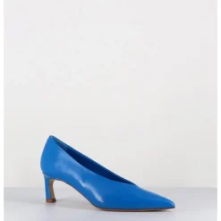 Clearance HALMANERA Escarpins bout pointu en cuir petit talon - VALE10 GLAZE ATOLLO BLEU