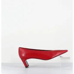 Outlet TO&CO Escarpins bout pointu petit talon en cuir - SLIDE24 NAPPA RUBIN ROUGE