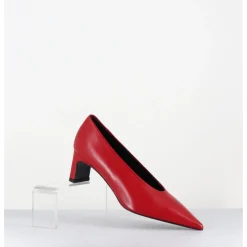 Outlet TO&CO Escarpins bout pointu petit talon en cuir - SLIDE24 NAPPA RUBIN ROUGE