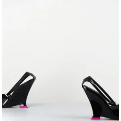 Clearance 3JUIN Escarpins bout pointu vernis talon compensé y2k -CLEA PATENT BLACK NOIR