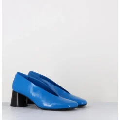 Hot HALMANERA Escarpins en cuir souple talon talon géométrique - DANI01 GLAZE ATOLLO BLEU