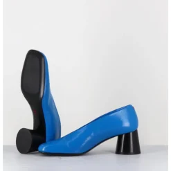 Hot HALMANERA Escarpins en cuir souple talon talon géométrique - DANI01 GLAZE ATOLLO BLEU