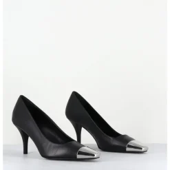 GARRICE LAB Escarpins en cuir talon fin bout argent - KECHA1 NAPPA NERA NOIR