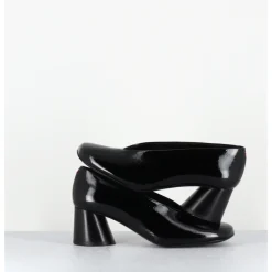 Hot HALMANERA Escarpins en cuir vernis souple talon graphique - ODILE01 MUNA NERO NOIR