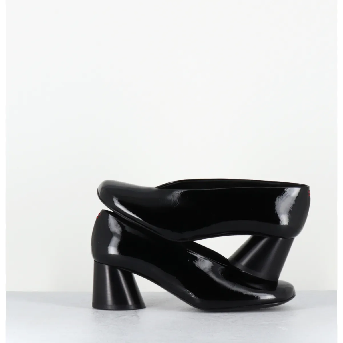 Hot HALMANERA Escarpins en cuir vernis souple talon graphique - ODILE01 MUNA NERO NOIR