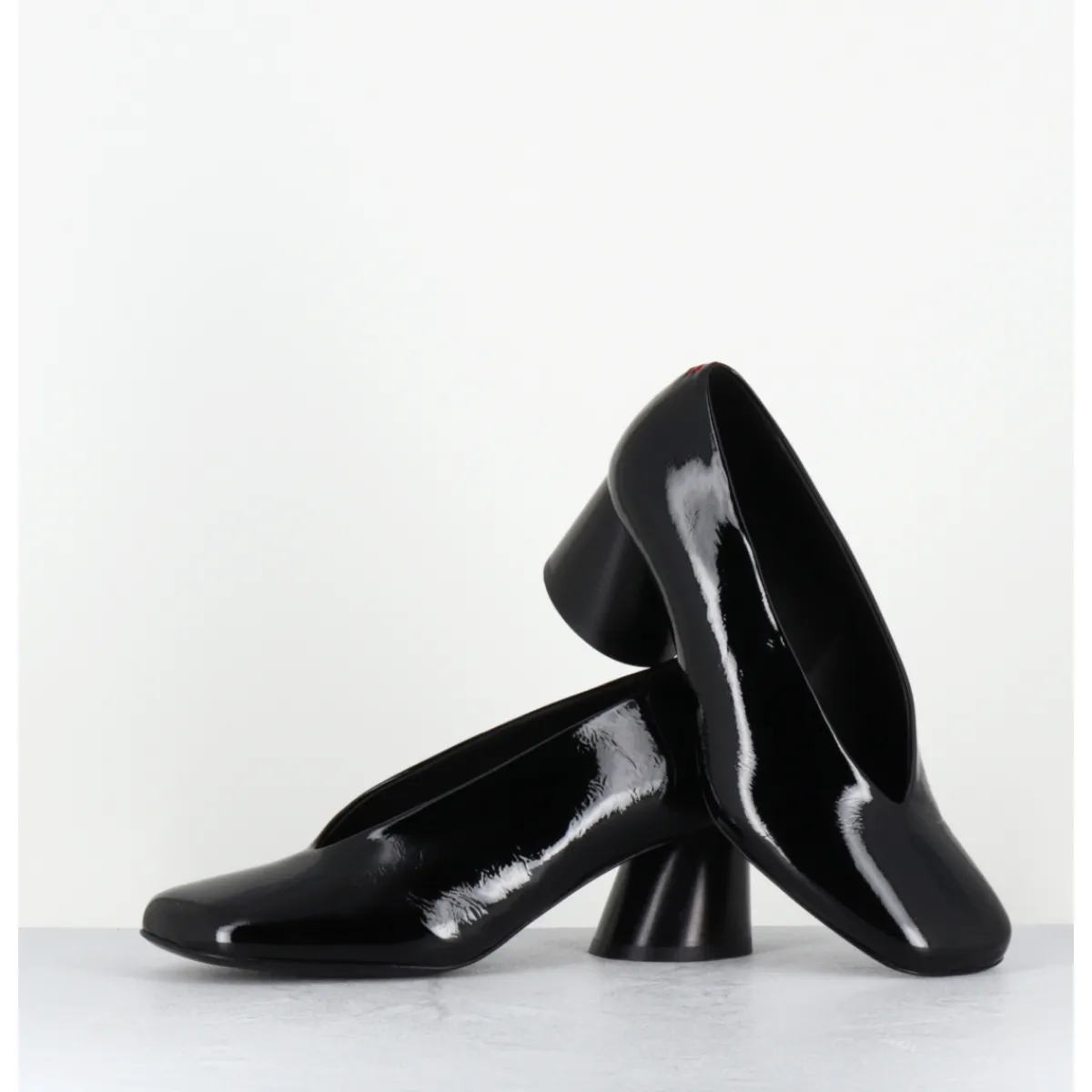 Hot HALMANERA Escarpins en cuir vernis souple talon graphique - ODILE01 MUNA NERO NOIR