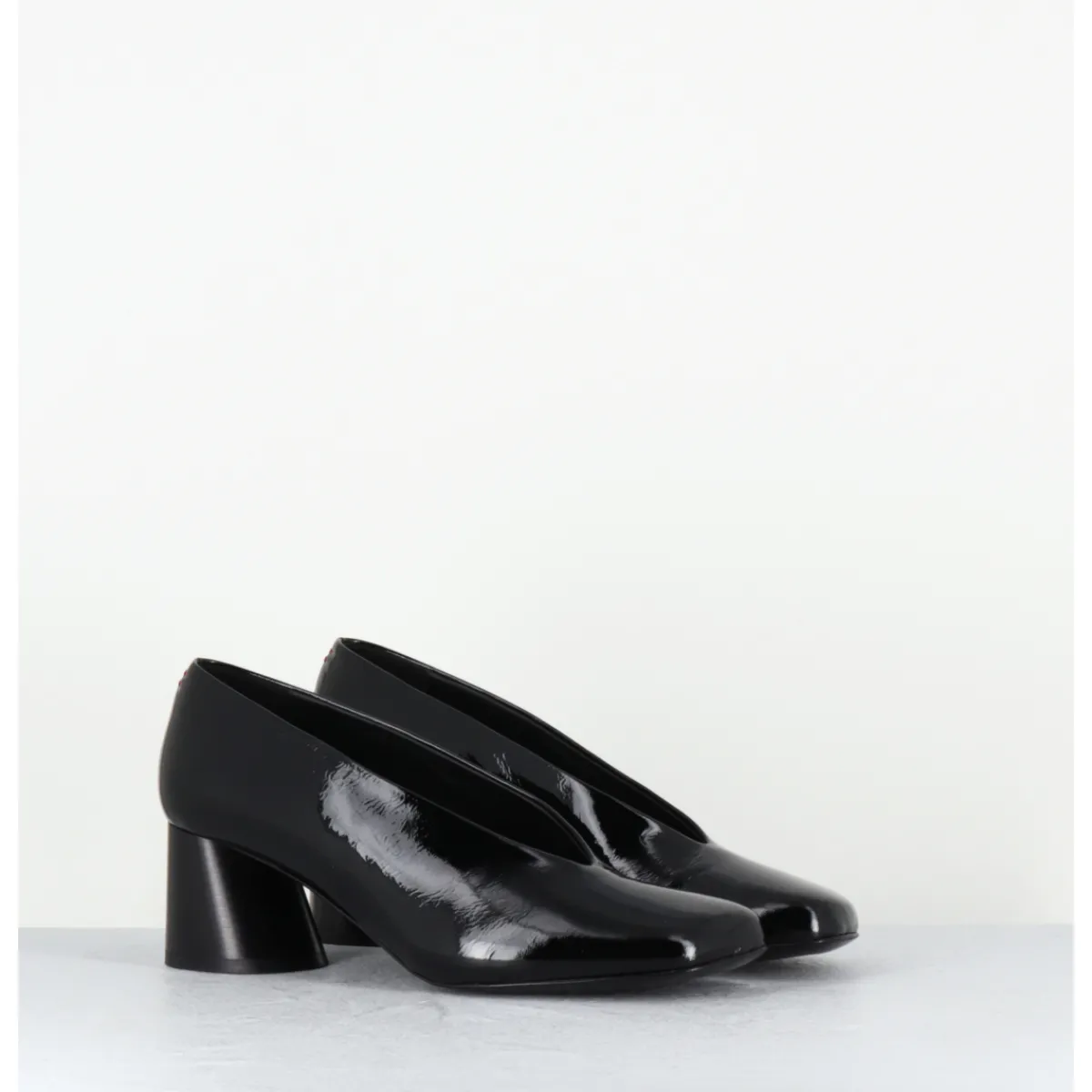 Hot HALMANERA Escarpins en cuir vernis souple talon graphique - ODILE01 MUNA NERO NOIR