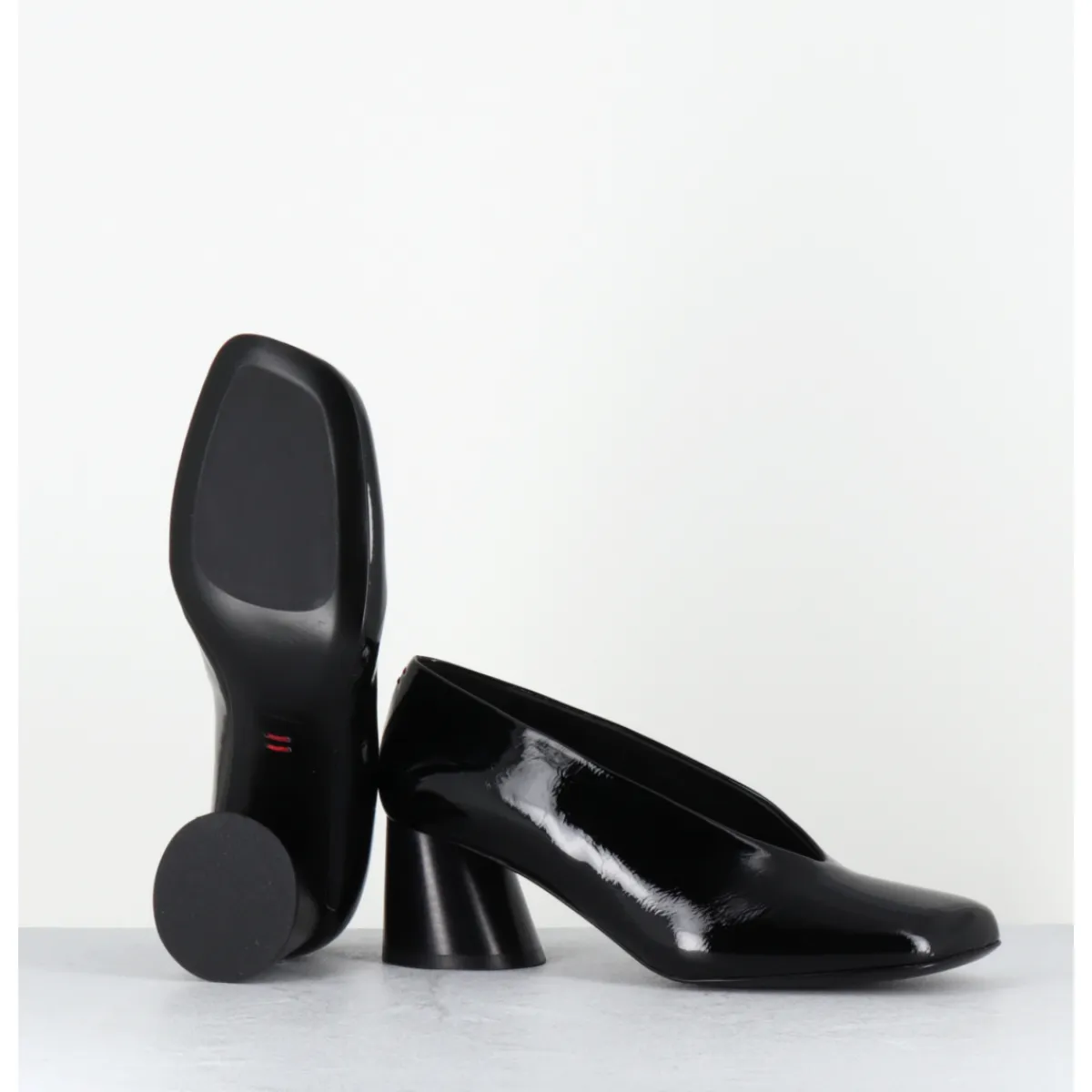 Hot HALMANERA Escarpins en cuir vernis souple talon graphique - ODILE01 MUNA NERO NOIR