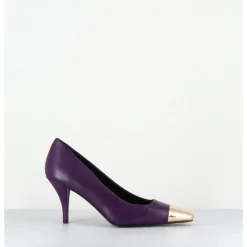 Online GARRICE LAB Escarpins en cuir talon fin bout métal or - KECHA2 NAPPA VIOLA VIOLET