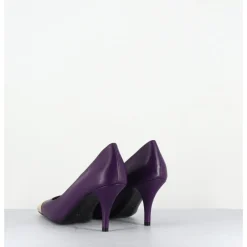 Online GARRICE LAB Escarpins en cuir talon fin bout métal or - KECHA2 NAPPA VIOLA VIOLET