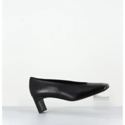 Discount TO&CO Escarpins petit talon bout carré en cuir - SANTI BLACK COWHIDE NOIR