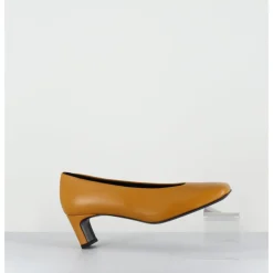 Clearance TO&CO Escarpins petit talon bout carré en cuir - SANTI OCRA COWHIDE JAUNE