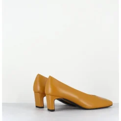 Clearance TO&CO Escarpins petit talon bout carré en cuir - SANTI OCRA COWHIDE JAUNE