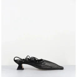 New MIISTA Escarpins petit talon cuir et mesh - ANDES MESH SANDAL NOIR