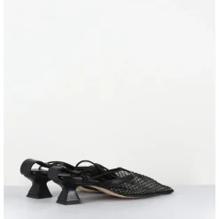 New MIISTA Escarpins petit talon cuir et mesh - ANDES MESH SANDAL NOIR