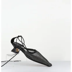 New MIISTA Escarpins petit talon cuir et mesh - ANDES MESH SANDAL NOIR