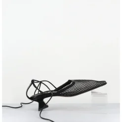 New MIISTA Escarpins petit talon cuir et mesh - ANDES MESH SANDAL NOIR