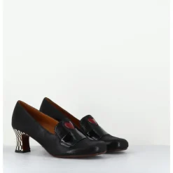 Outlet CHIE MIHARA Escarpins rétro cuir imprimé & coeur rouge - MYMARA JEEP NEGRO NOIR
