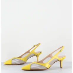Discount GARRICE LAB Escarpins slingback bout pointu cuir & mesh argent - ORLA1 VERLUX GIALLO JAUNE
