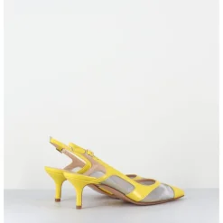 Discount GARRICE LAB Escarpins slingback bout pointu cuir & mesh argent - ORLA1 VERLUX GIALLO JAUNE