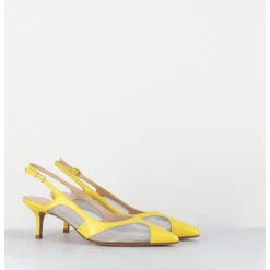 Discount GARRICE LAB Escarpins slingback bout pointu cuir & mesh argent - ORLA1 VERLUX GIALLO JAUNE