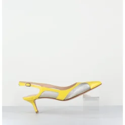Discount GARRICE LAB Escarpins slingback bout pointu cuir & mesh argent - ORLA1 VERLUX GIALLO JAUNE