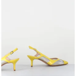 Discount GARRICE LAB Escarpins slingback bout pointu cuir & mesh argent - ORLA1 VERLUX GIALLO JAUNE