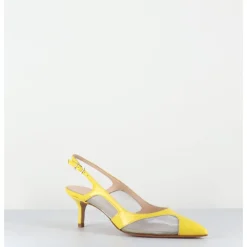 Discount GARRICE LAB Escarpins slingback bout pointu cuir & mesh argent - ORLA1 VERLUX GIALLO JAUNE