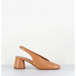 Best HALMANERA Escarpins slingback en cuir caramel petit talon - CALA21 BARON CARAMEL