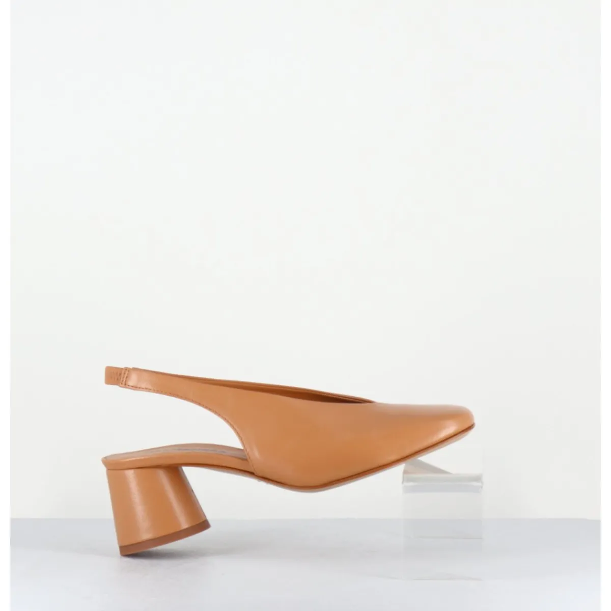 Best HALMANERA Escarpins slingback en cuir caramel petit talon - CALA21 BARON CARAMEL