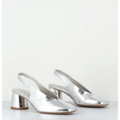 New HALMANERA Escarpins slingback en cuir métallisé - CALA21 METAL O ARGENT