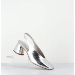 New HALMANERA Escarpins slingback en cuir métallisé - CALA21 METAL O ARGENT