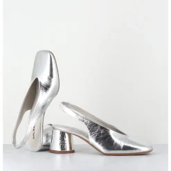 New HALMANERA Escarpins slingback en cuir métallisé - CALA21 METAL O ARGENT