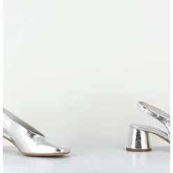 New HALMANERA Escarpins slingback en cuir métallisé - CALA21 METAL O ARGENT