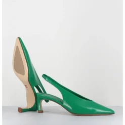 Discount HALMANERA Escarpins slingback pointu en cuir - VALE21 GLAZE MELA VERT