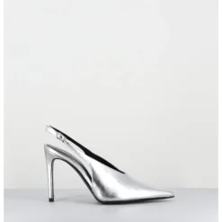 Hot ROTTA Escarpins slingback talon haut en cuir - FEEL SCRATCH SILVER ARGENT
