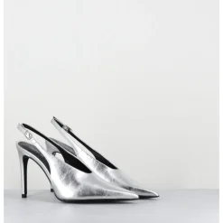 Hot ROTTA Escarpins slingback talon haut en cuir - FEEL SCRATCH SILVER ARGENT