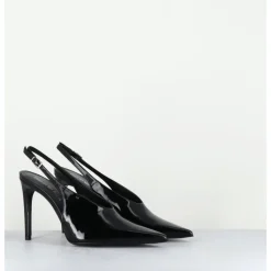 ROTTA Escarpins slingback talon haut en cuir vernis - FEEL VERNICE BLACK NOIR