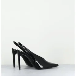 ROTTA Escarpins slingback talon haut en cuir vernis - FEEL VERNICE BLACK NOIR