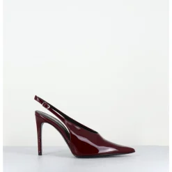 Discount ROTTA Escarpins slingback talon haut en cuir vernis x - FEEL VERNICE BURGUNDY BORDEAU