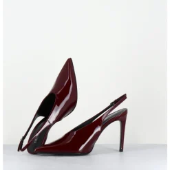 Discount ROTTA Escarpins slingback talon haut en cuir vernis x - FEEL VERNICE BURGUNDY BORDEAU