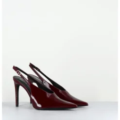 Discount ROTTA Escarpins slingback talon haut en cuir vernis x - FEEL VERNICE BURGUNDY BORDEAU