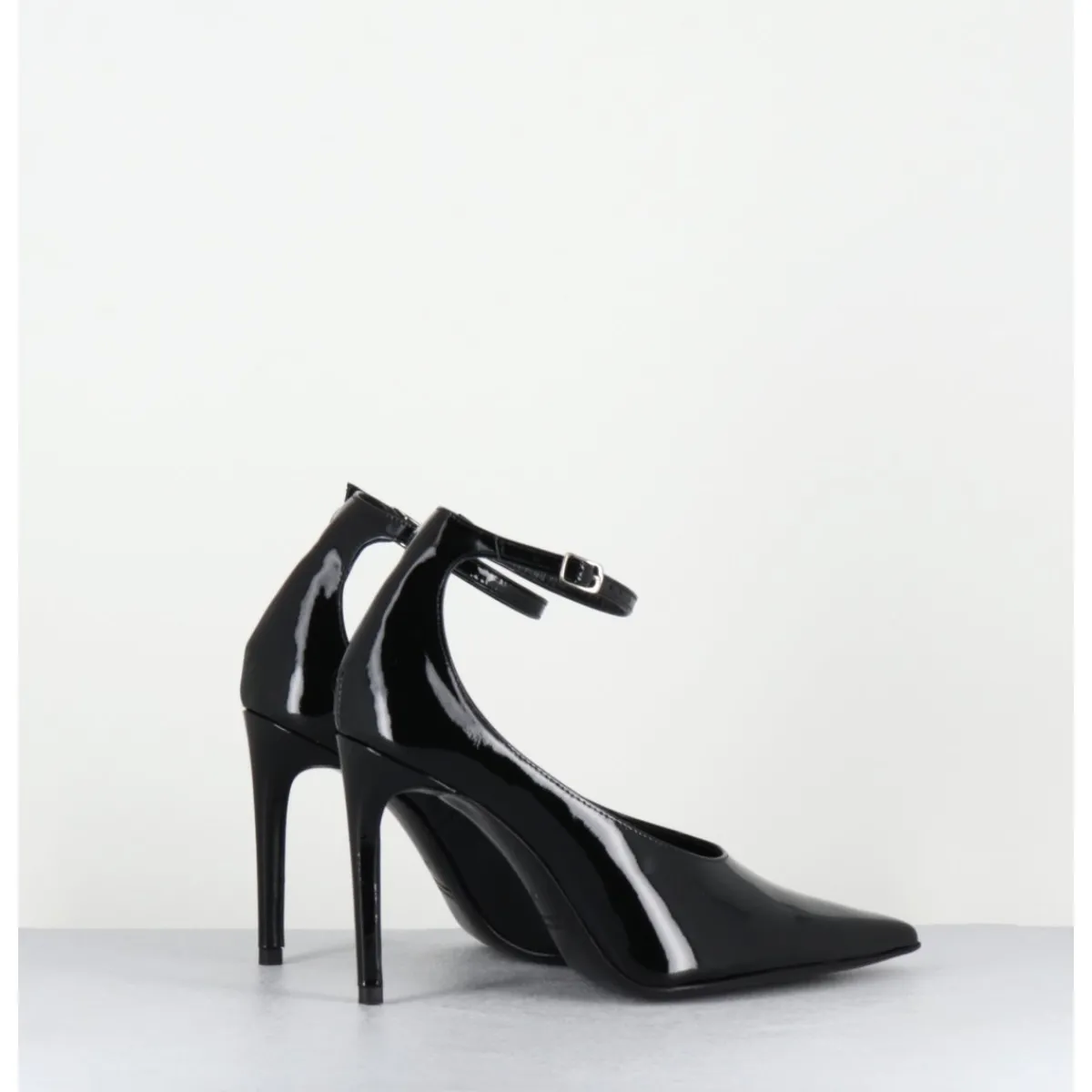 Hot ROTTA Escarpins talon haut bride cheville en cuir vernis - FLOYDAH24 VERNICE BLACK NOIR