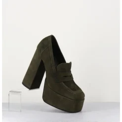 Sale GARRICE LAB Khaki suede platform loafers - BARSI KAKI