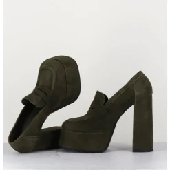 Sale GARRICE LAB Khaki suede platform loafers - BARSI KAKI